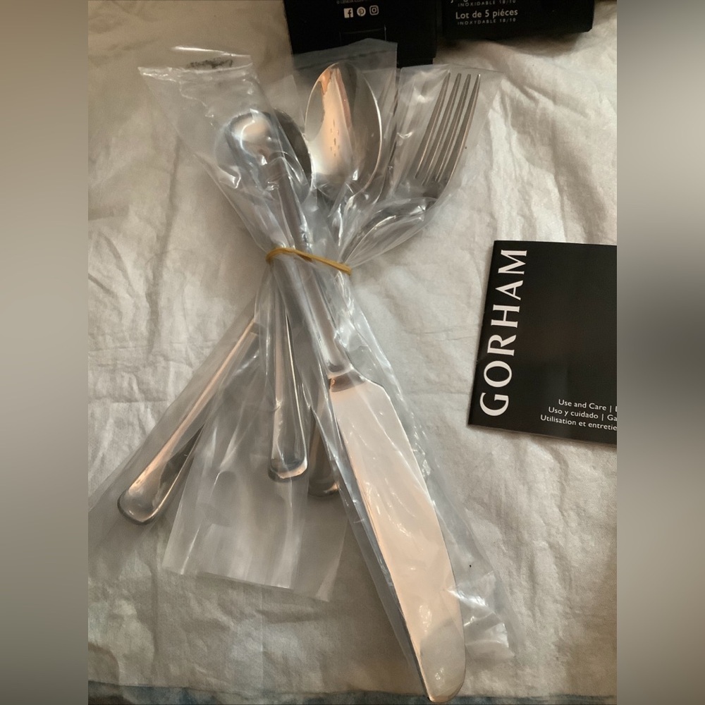 Gorham Crate & Barrel SCOOP Mirror 20-Piece Flatware Set New In Box - Picture 9 of 13